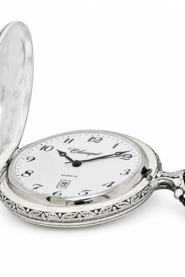 Gents 48mm Pewter Antique Rhodium Plated "Two Horses" Swiss Quartz Pocket Watch image 4 Gents 48mm Pewter Antique Rhodium Plated "Two Horses" Swiss Quartz Pocket Watch image 4