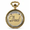 Gents 48mm Pewter Antique Two Tone Gold Plated "No.1 Dad" Swiss Quartz Pocket Watch image 1