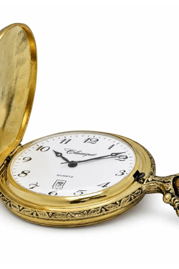 Gents 48mm Pewter Antique Two Tone Gold Plated "No.1 Dad" Swiss Quartz Pocket Watch image 3