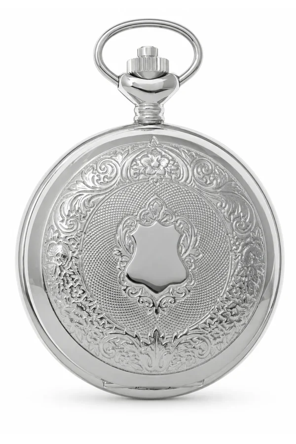 Gents 48mm Rhodium Plated Swiss Quartz Pocket Watch image 1 Gents 48mm Rhodium Plated Swiss Quartz Pocket Watch image 1
