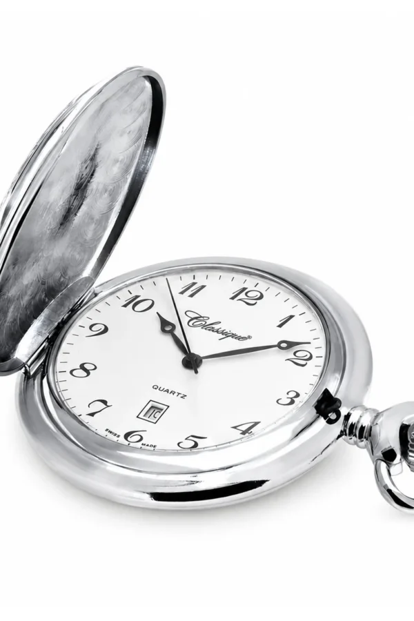 Gents 48mm Rhodium Plated Swiss Quartz Pocket Watch image 3 Gents 48mm Rhodium Plated Swiss Quartz Pocket Watch image 3
