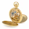 Gents 49mm Gold Plated Mechanical Skeleton Swiss Made Pocket Watch image 2
