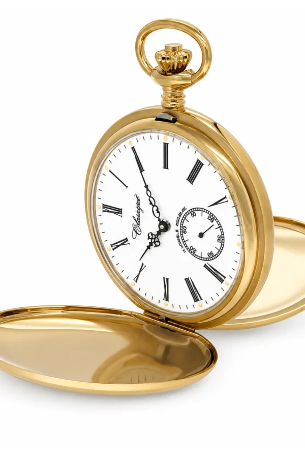 Gents 49mm Gold Plated Mechanical Stainless Steel Swiss Movement Pocket Watch image 1 Gents 49mm Gold Plated Mechanical Stainless Steel Swiss Movement Pocket Watch image 1