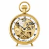 Gents 49mm Gold Plated Open Face Mechanical Swiss Made Skeleton Desktop Pocket Watch image 1