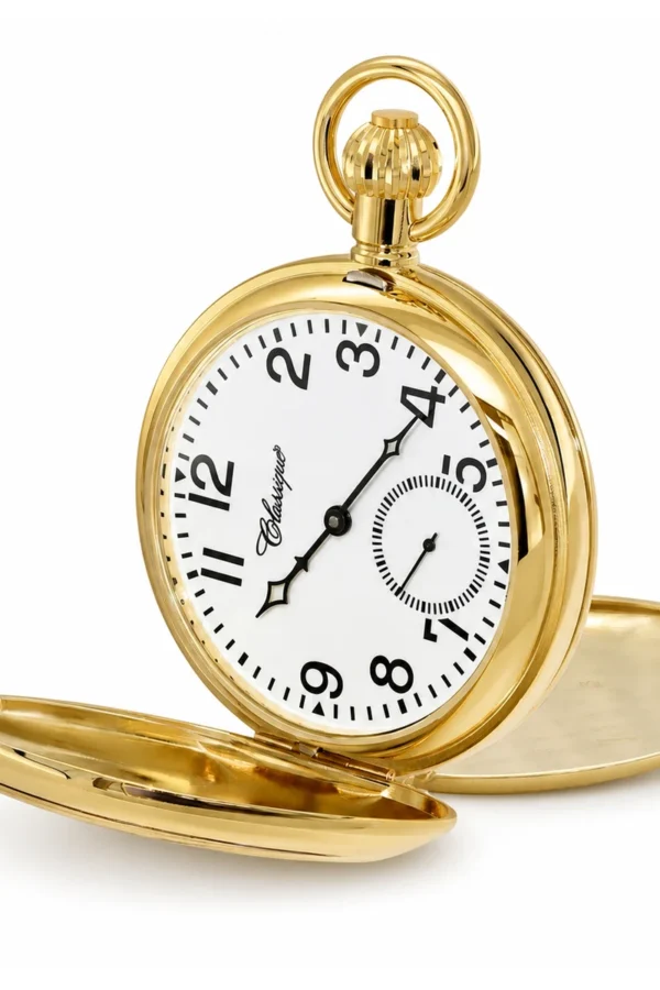 Gents 49mm Gold Plated Skeleton Mechanical Pocket Watch image 3 Gents 49mm Gold Plated Skeleton Mechanical Pocket Watch image 3