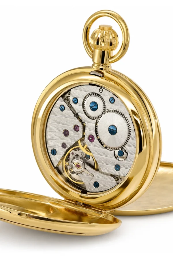 Gents 49mm Gold Plated Skeleton Mechanical Pocket Watch image 4 Gents 49mm Gold Plated Skeleton Mechanical Pocket Watch image 4