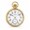 Gents 49mm Gold Plated Stainless Steel Mechanical Open Face Swiss Made Pocket Watch image 1