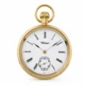 Gents 49mm Gold Plated Stainless Steel Mechanical Open Face Swiss Made Pocket Watch image 3