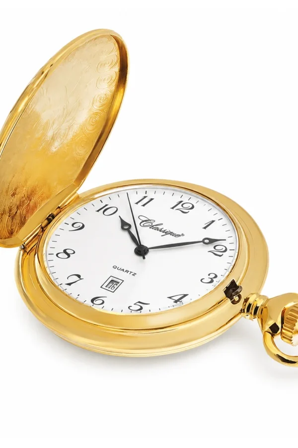 Gents 49mm Gold Plated Swiss Quartz Pocket Watch image 3