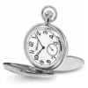 Gents 49mm Rhodium Plated Skeleton Mechanical Pocket Watch image 3
