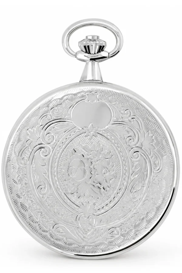 Gents 49mm Rhodium Plated Swiss Quartz Pocket Watch image 1 Gents 49mm Rhodium Plated Swiss Quartz Pocket Watch image 1