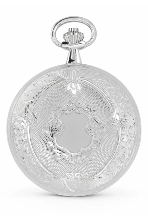 Gents 49mm Rhodium Plated Swiss Quartz Pocket Watch image 2 Gents 49mm Rhodium Plated Swiss Quartz Pocket Watch image 2