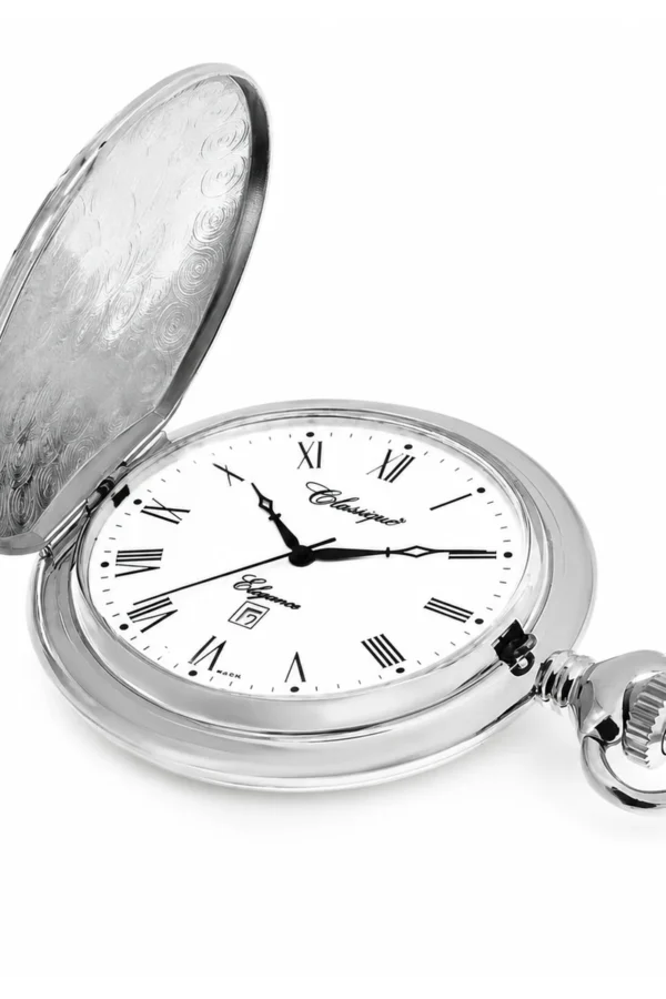 Gents 49mm Rhodium Plated Swiss Quartz Pocket Watch image 3 Gents 49mm Rhodium Plated Swiss Quartz Pocket Watch image 3