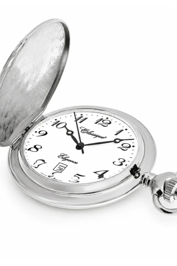 Gents 49mm Rhodium Plated Swiss Quartz Pocket Watch image 4 Gents 49mm Rhodium Plated Swiss Quartz Pocket Watch image 4