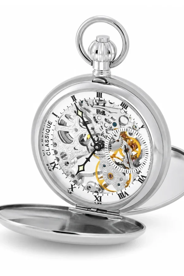 Gents 49mm Stainless Steel Skeleton Mechanical Pocket Watch image 1 Gents 49mm Stainless Steel Skeleton Mechanical Pocket Watch image 1