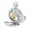 Gents 49mm Stainless Steel Skeleton Mechanical Pocket Watch image 2