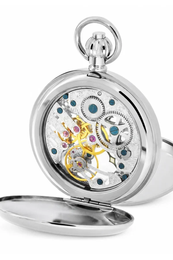 Gents 49mm Stainless Steel Skeleton Mechanical Pocket Watch image 2 Gents 49mm Stainless Steel Skeleton Mechanical Pocket Watch image 2