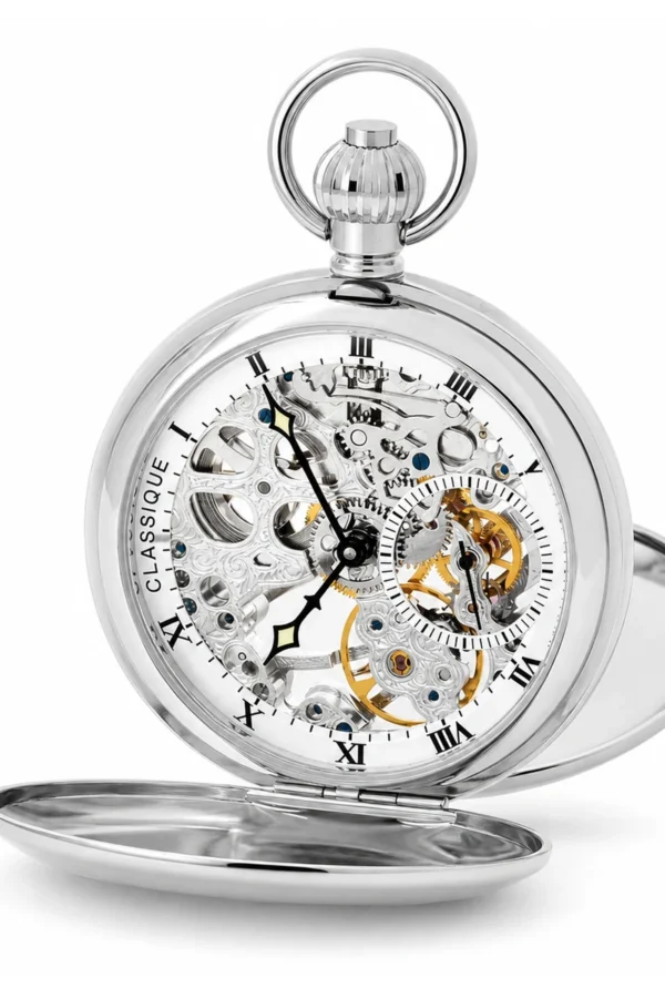 Gents 49mm Stainless Steel Skeleton Mechanical Pocket Watch image 3 Gents 49mm Stainless Steel Skeleton Mechanical Pocket Watch image 3