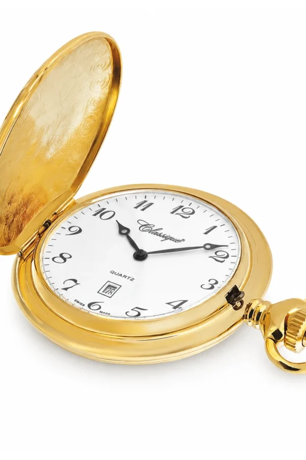 Gents 50mm Gold Plated Swiss Quartz Pocket Watch image 3 Gents 50mm Gold Plated Swiss Quartz Pocket Watch image 3