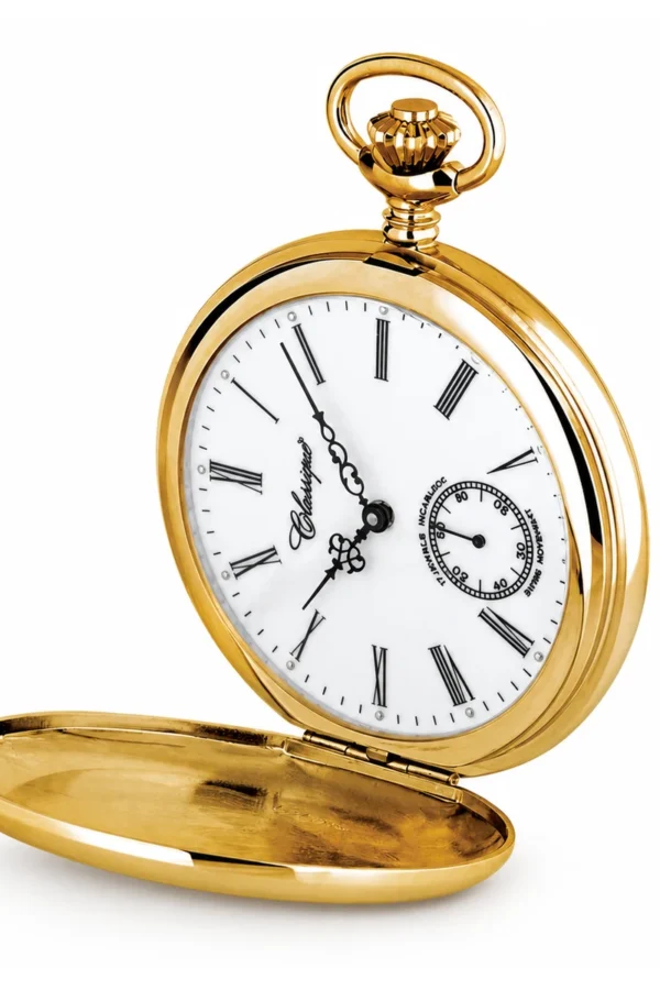 Gents 51mm Gold Plated Swiss Made Mechanical Pocket Watch image 3 Gents 51mm Gold Plated Swiss Made Mechanical Pocket Watch image 3