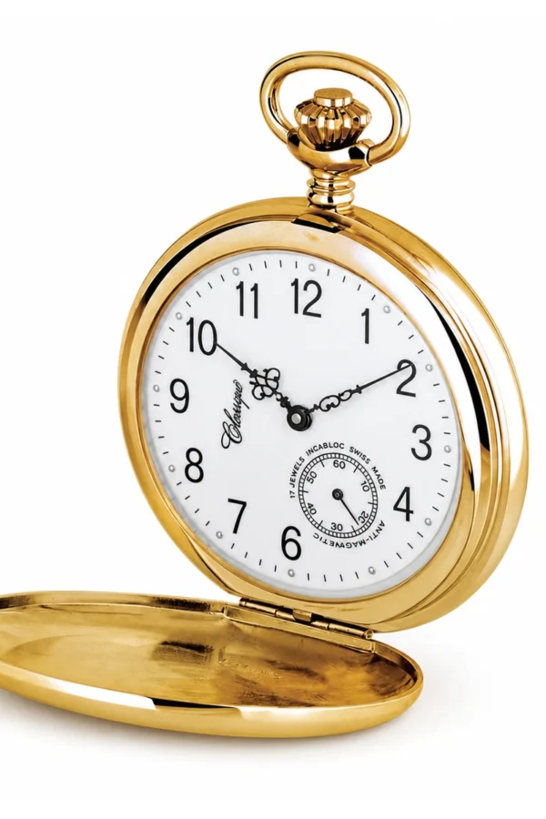 Gents 51mm Gold Plated Swiss Made Mechanical Pocket Watch image 4 Gents 51mm Gold Plated Swiss Made Mechanical Pocket Watch image 4