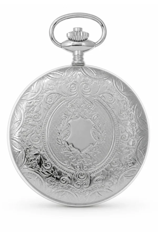 Gents 51mm Rhodium Plated Swiss Made Mechanical Pocket Watch image 1