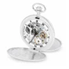Gents 59mm Sterling Silver Mechanical Skeleton Swiss Made Pocket Watch image 1
