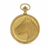 Vintage Antique 41mm Gold Plated Horse Swiss Quartz Pocket Watch image 1