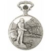 Gents 48mm Pewter Antique Rhodium Plated "Fisherman" Swiss Quartz Pocket Watch AU image 1