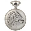 Gents 48mm Pewter Antique Rhodium Plated "Three Horses" Swiss Quartz Pocket Watch AU image 2