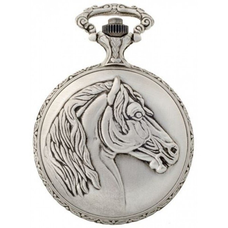 Gents 48mm Pewter Antique Rhodium Plated "Three Horses" Swiss Quartz Pocket Watch AU image 2 Gents 48mm Pewter Antique Rhodium Plated "Three Horses" Swiss Quartz Pocket Watch AU image 2