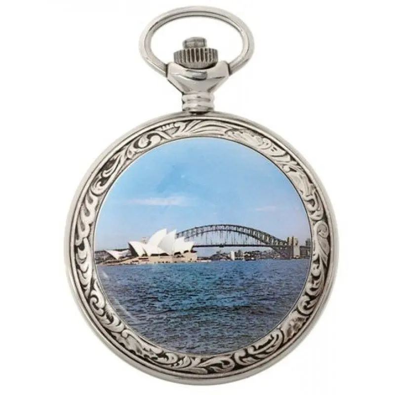 Gents 48mm Rhodium Plated Opera Enamel Swiss Quartz Pocket Watch