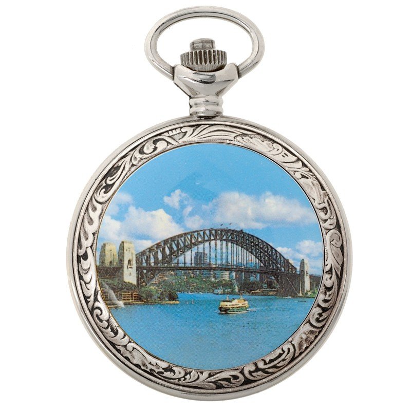 Gents 48mm Rhodium Plated Opera Enamel Swiss Quartz Pocket Watch AU image 2 Gents 48mm Rhodium Plated Opera Enamel Swiss Quartz Pocket Watch AU image 2